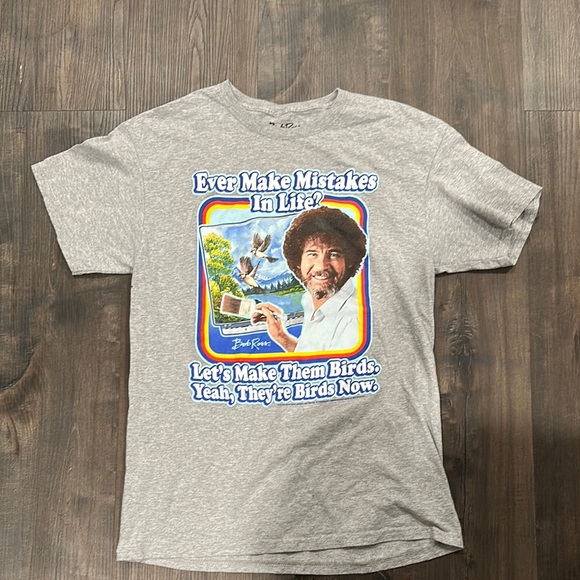 Bob Ross Other - Inspirational Gray Graphic T-Shirt